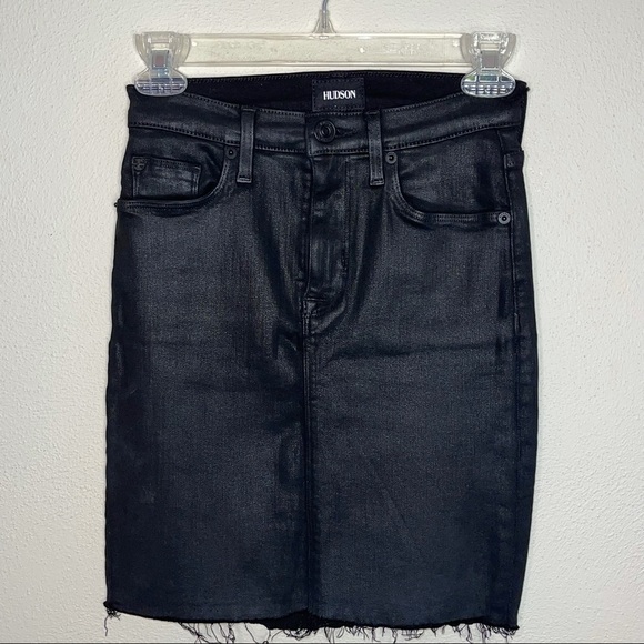 Hudson Jeans Robbie Mid-rise Pencil Mini Skirt With Raw Hem - Picture 9 of 16